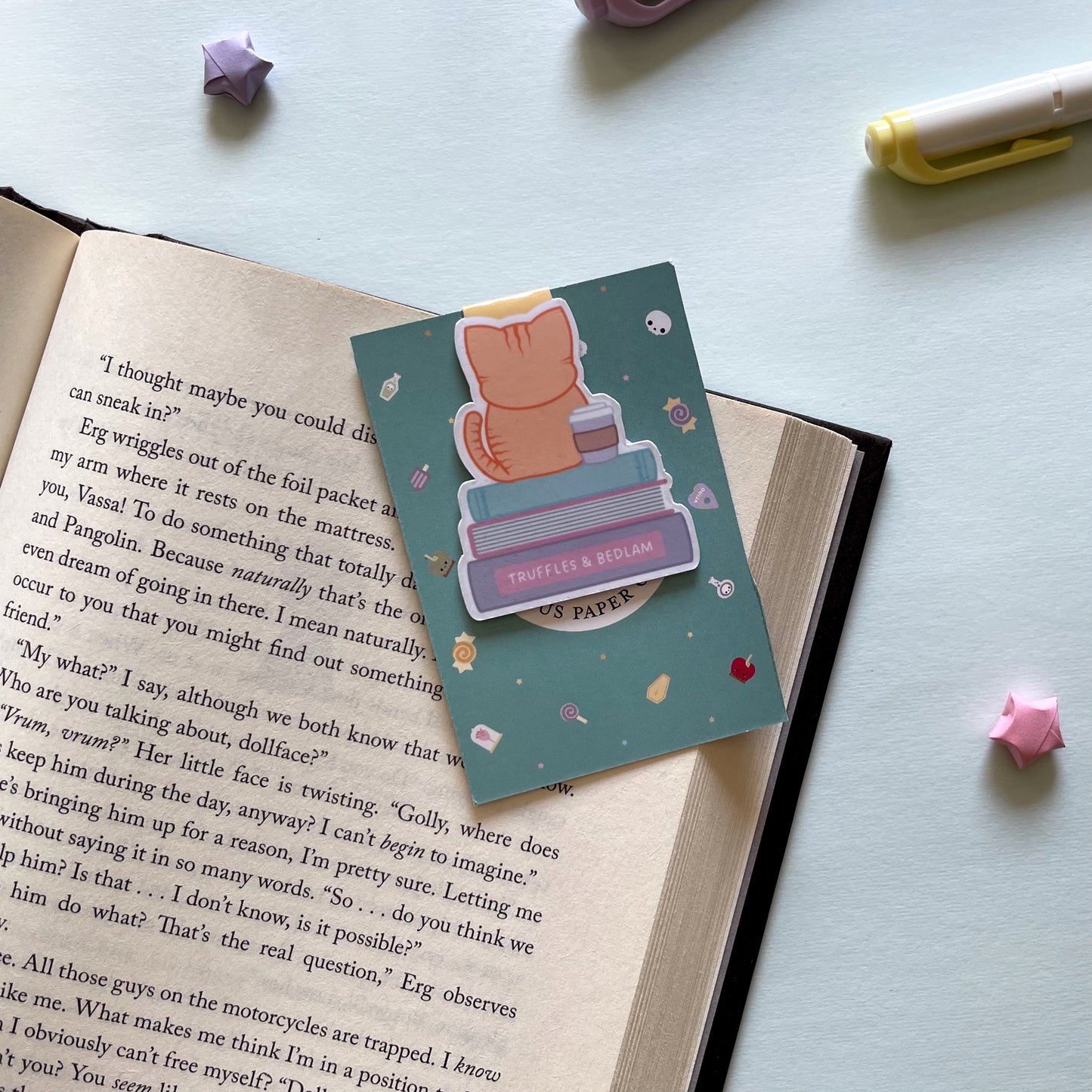 Purrrfect Kitty, Books, and Coffee Magnetic Bookmark