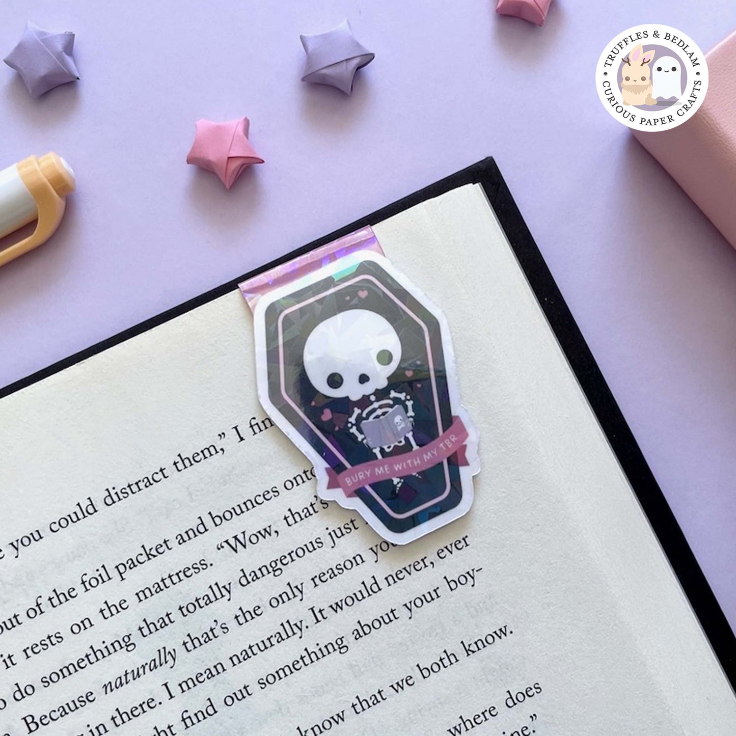 Reading Skeleton in a Coffin "Bury me with my TBR" Magnetic Bookmark