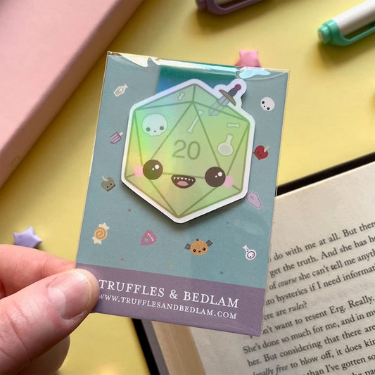 Gelatinous D20 Die Tabletop Gaming Bookmark