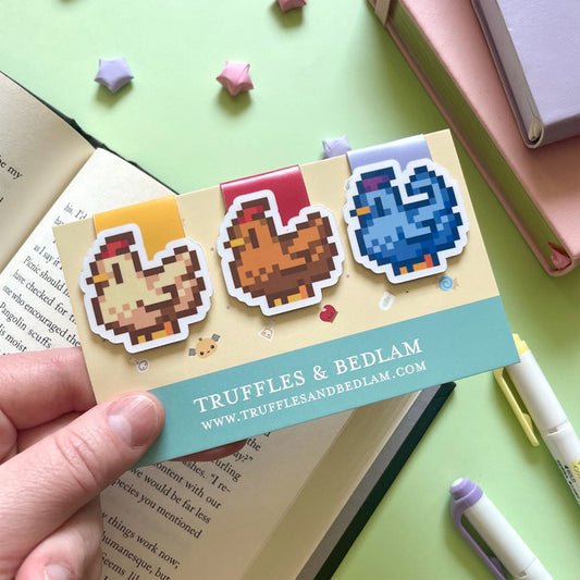 Stardew Chicken Magnetic Bookmark Trio