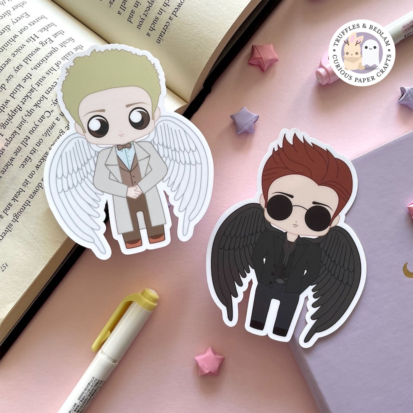 Crowley & Aziraphale "Ineffable Husbands" inspired by Good Omens - 4" Vinyl Sticker Set
