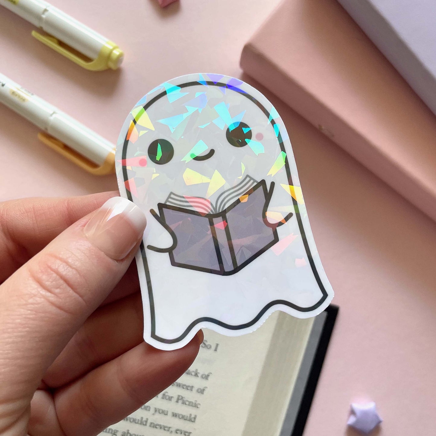 Bookish Bedlam Reading Ghostie - 3" Vinyl Sticker