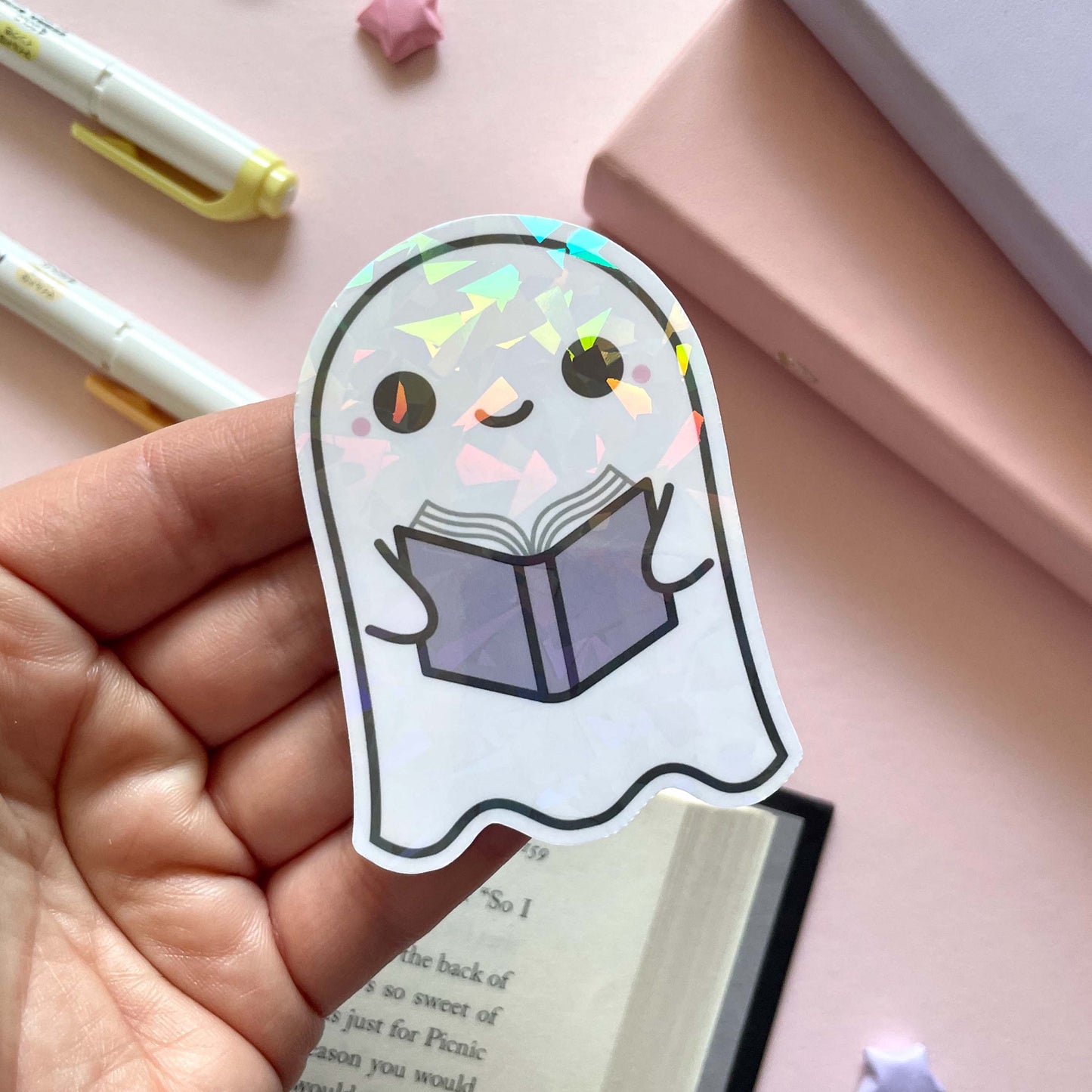 Bookish Bedlam Reading Ghostie - 3" Vinyl Sticker