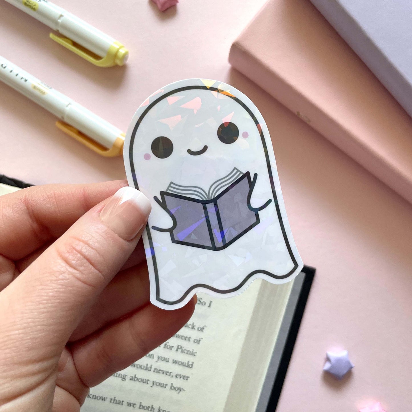 Bookish Bedlam Reading Ghostie - 3" Vinyl Sticker