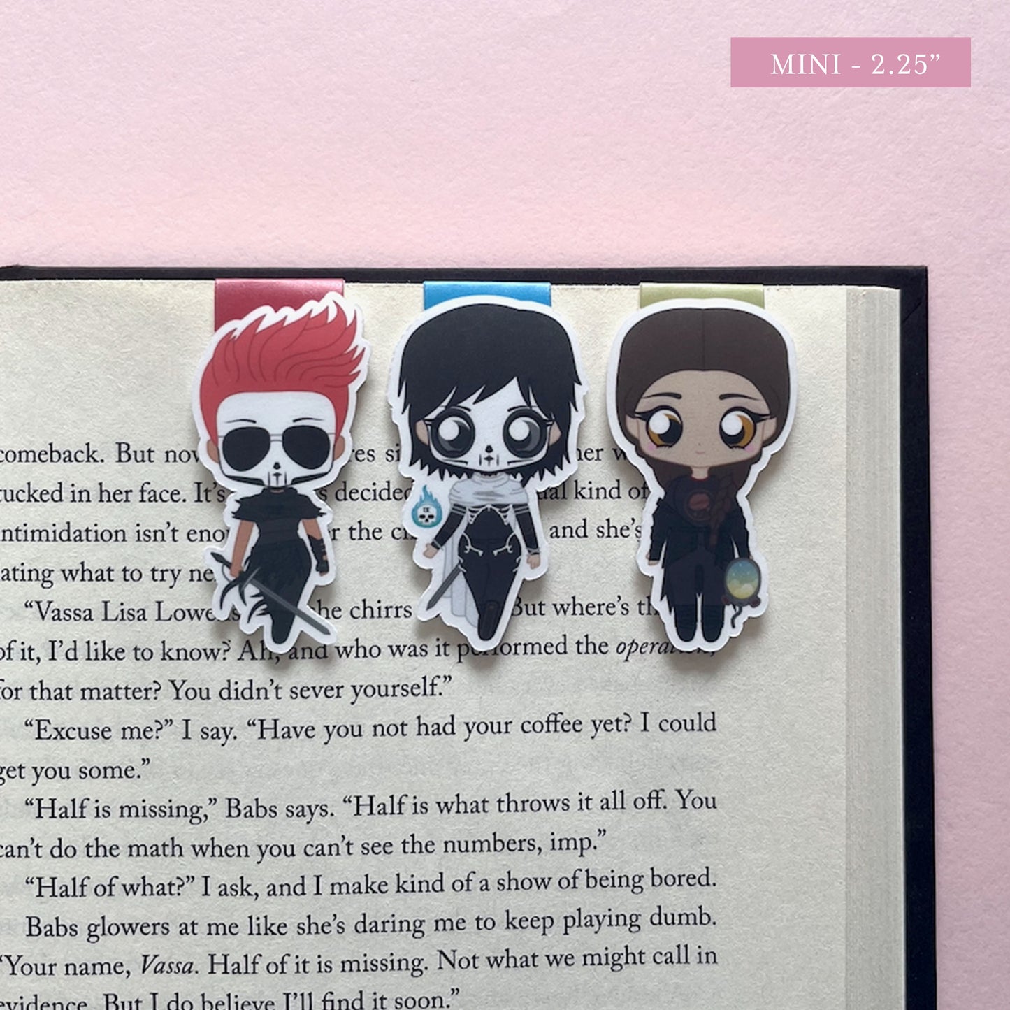 The Locked Tomb Magnetic Bookmark Trio, featuring Gideon, Harrow, and Nona