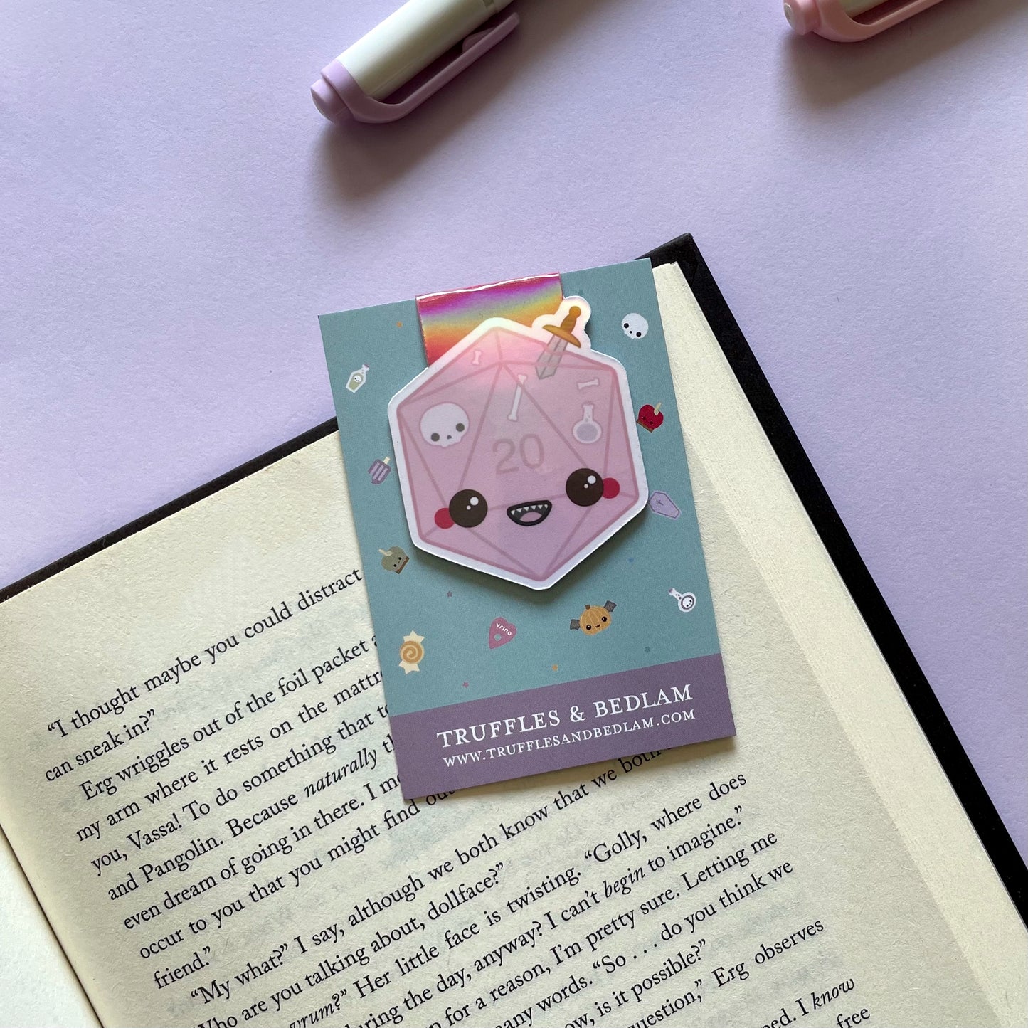 Pink Gelatinous D20 Die Tabletop Gaming Bookmark