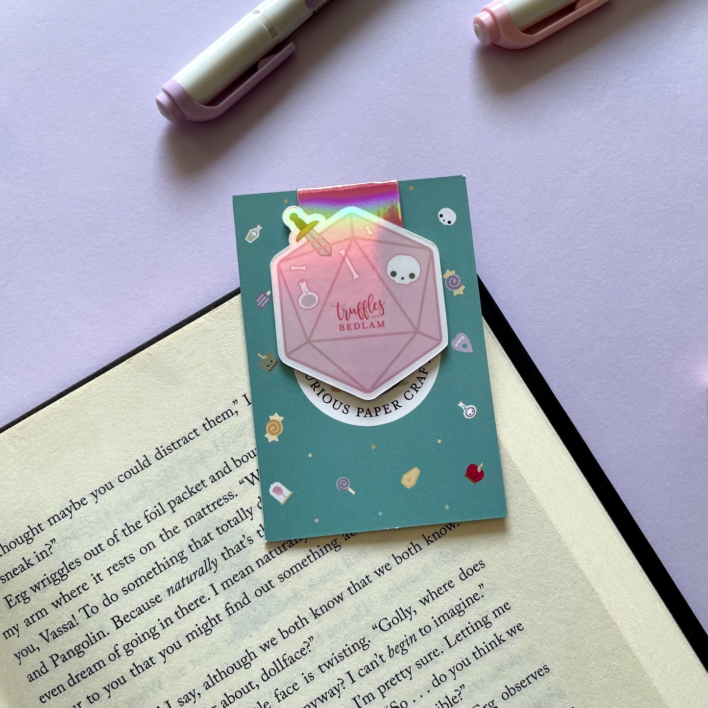 Pink Gelatinous D20 Die Tabletop Gaming Bookmark