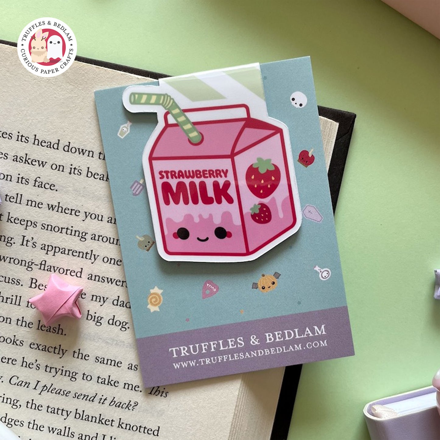 Strawberry Milk Magnetic Bookmark