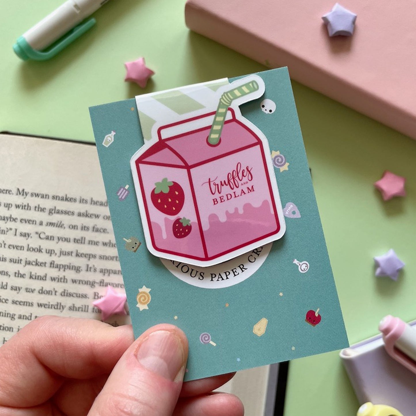 Strawberry Milk Magnetic Bookmark