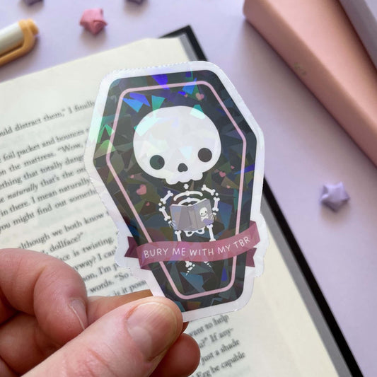 Skeleton in a Coffin "Bury me with my TBR" Vinyl Sticker