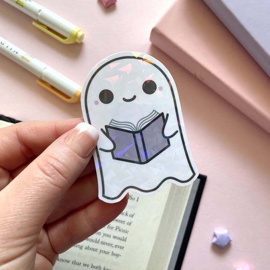 Bookish Bedlam Reading Ghostie - 3" Vinyl Sticker