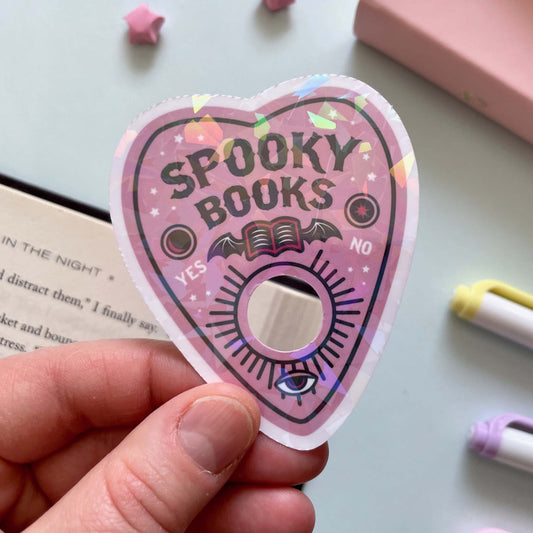 Spooky Books Talking Board Planchette - Vinyl Sticker in Pink