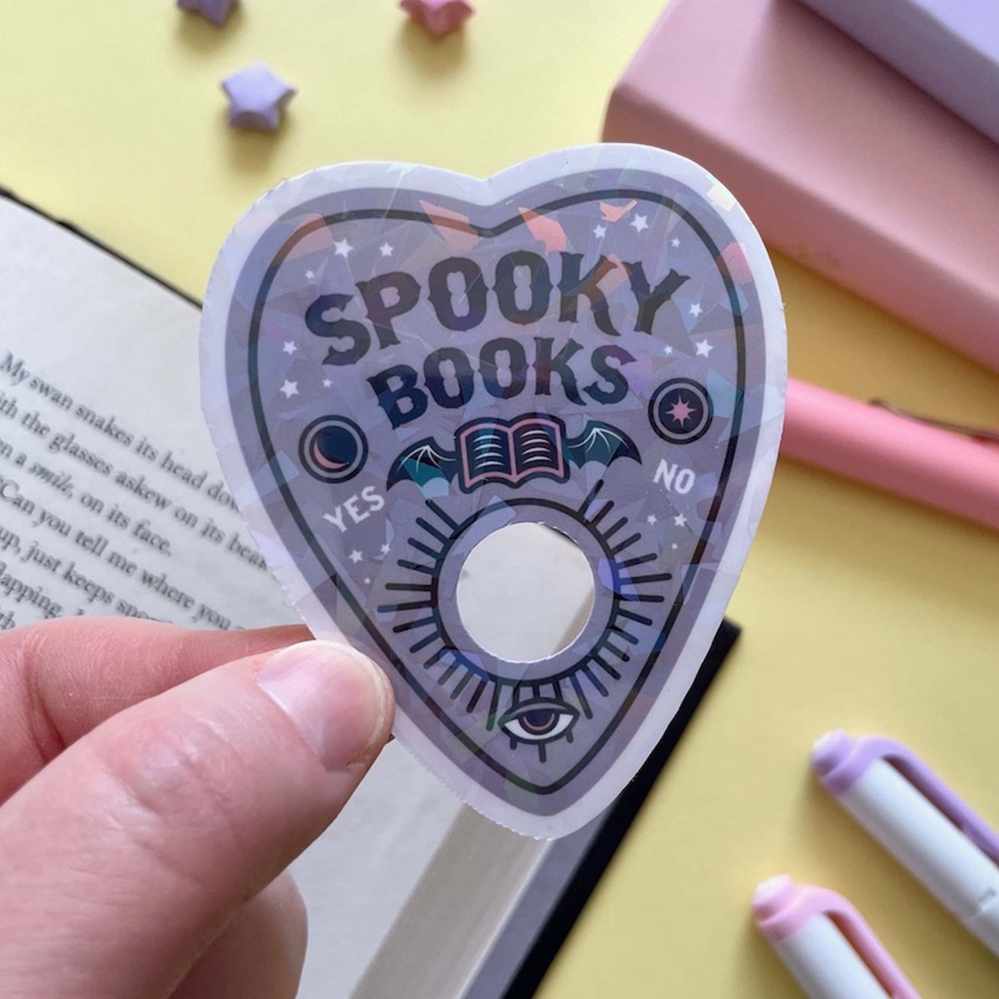 Copy of Spooky Books Talking Board Planchette - Vinyl Sticker in Purple
